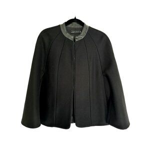 Zara Woman Cape with Faux Leather Trim